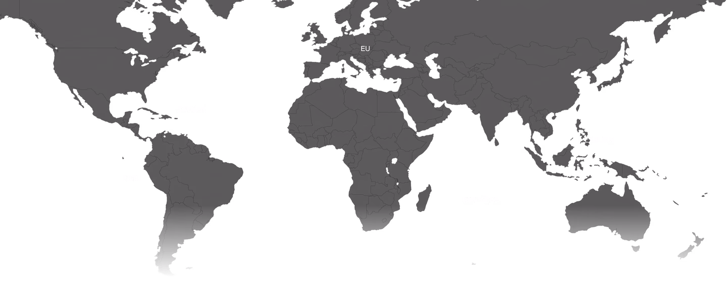 World map highlighting Tradeview's regulated jurisdictions: Cayman, Peru, the EU, Labuan and Mauritius