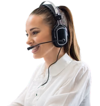 Woman wearing a headset providing customer support